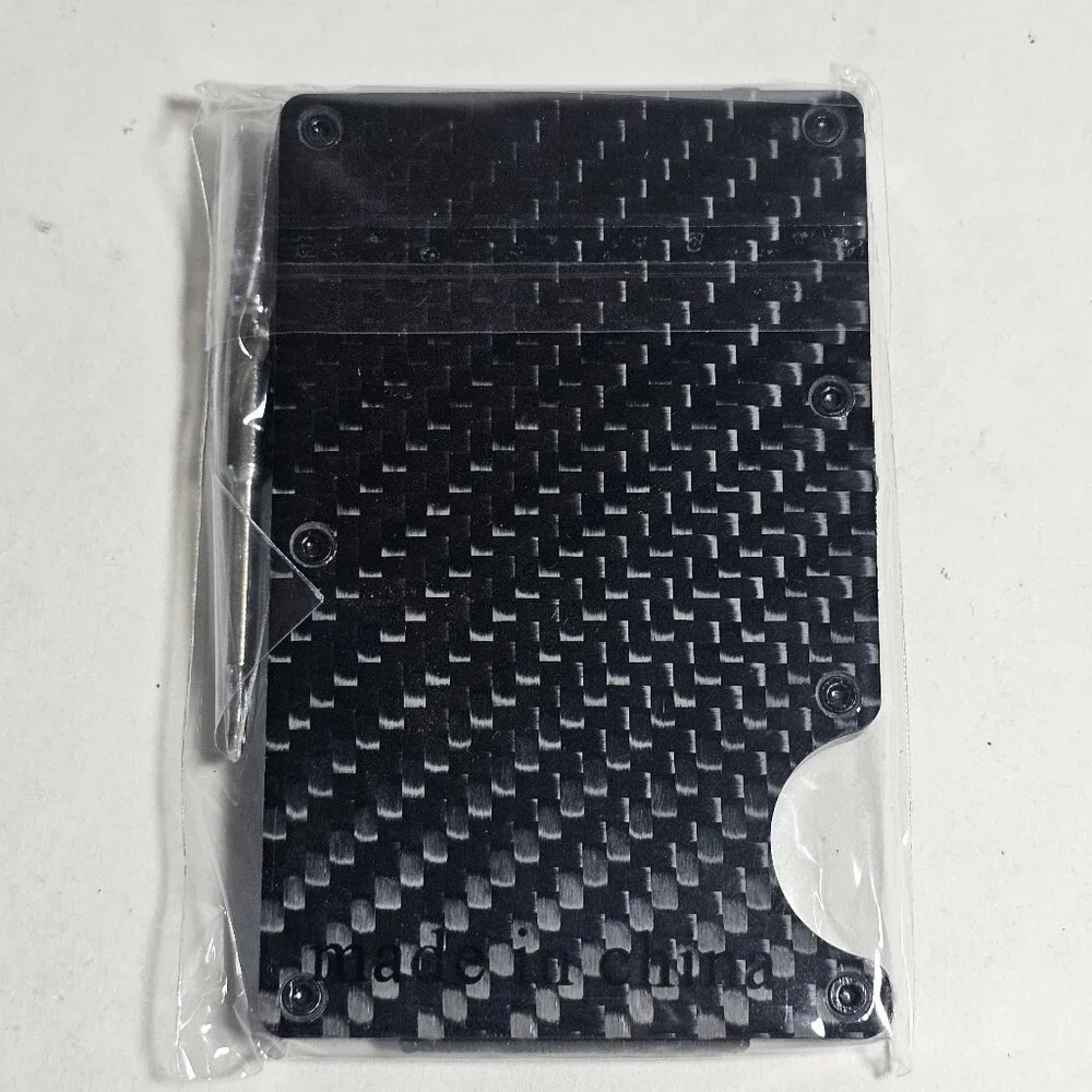 Men's RFID Blocking Slim Minimalist Wallet Carbon Fiber Money Clip & Card Holder